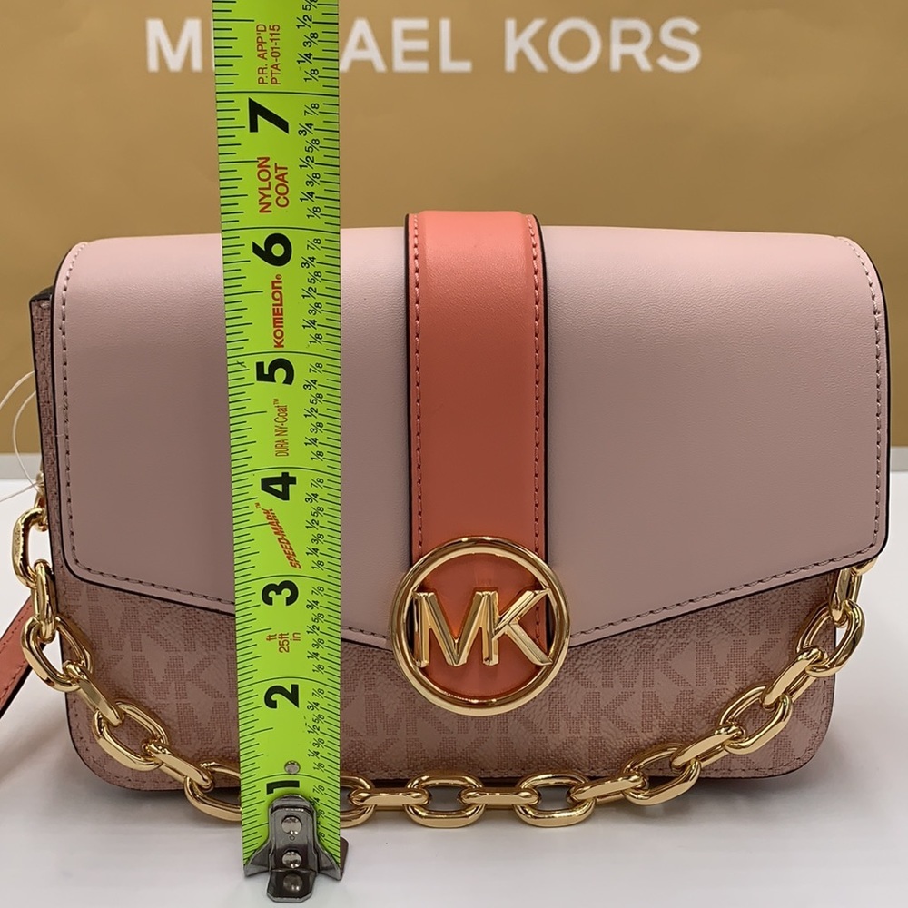 Michael Kors Carmen Small Monogram Flap Crossbody - Sherbert color - Picture 6 of 16